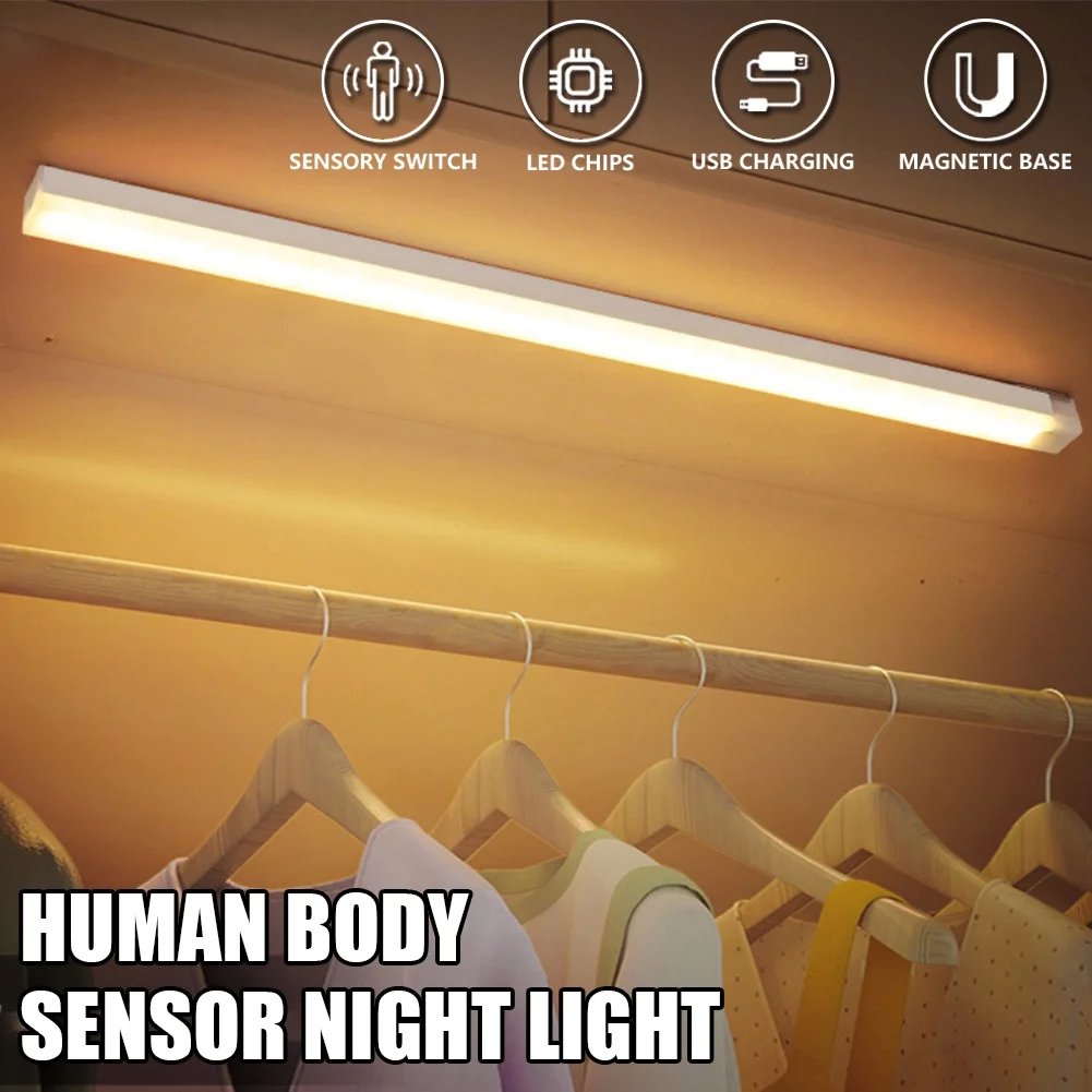 Motion Sensor LED Light | Rechargeable Type-C Battery, Adjustable Brightness | Magnetic Mount, Up to 70 Days Use