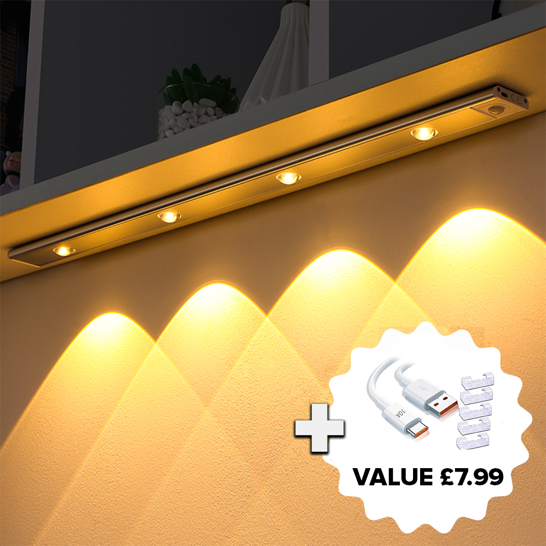 Motion Sensor Light Aluminium | Wireless Magnetic Mount, 30-Day Battery | Adjustable Brightness & Colour Modes