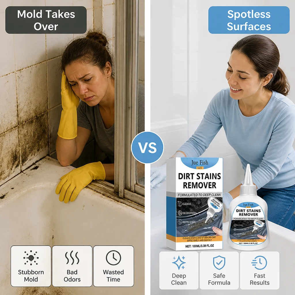 Mould Remover Gel | Deep-Penetrating Formula with Free Scrub Brush | Fast Mould & Mildew Stain Removal for Tiles and Grout