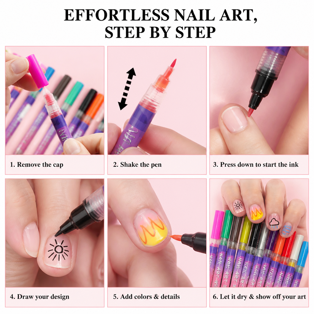 Nail Art Pen for Children | Non-Toxic, Skin-Friendly Formula | Easy-Grip Design Encourages Creative Play and Fine Motor Skills