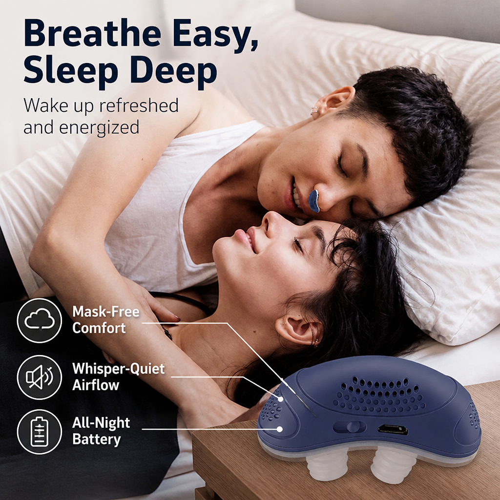 Nasal Airflow Device, Soft Silicone Tips, Quiet Micro-Blower, USB Rechargeable 12-Hour Battery