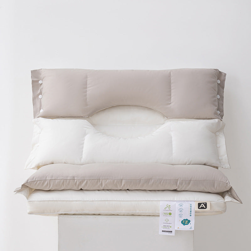 Neck Support Pillow Dual-Zone Adjustable Antibacterial with Washable Cover