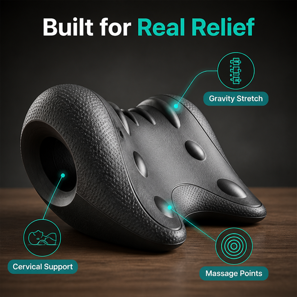 Neck Traction Pillow U-Shaped | Acupressure Nodes & Gravity Stretch | Relieves Neck, Shoulder and Posture Tension