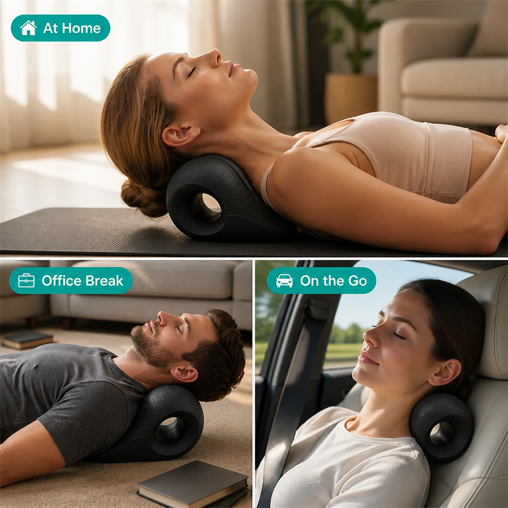 Neck Traction Pillow U-Shaped | Acupressure Nodes & Gravity Stretch | Relieves Neck, Shoulder and Posture Tension