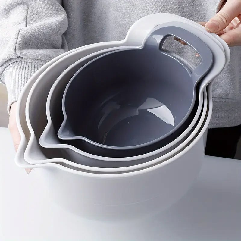Nesting Mixing Bowl Set Plastic Stackable Graduated with Pour Spouts
