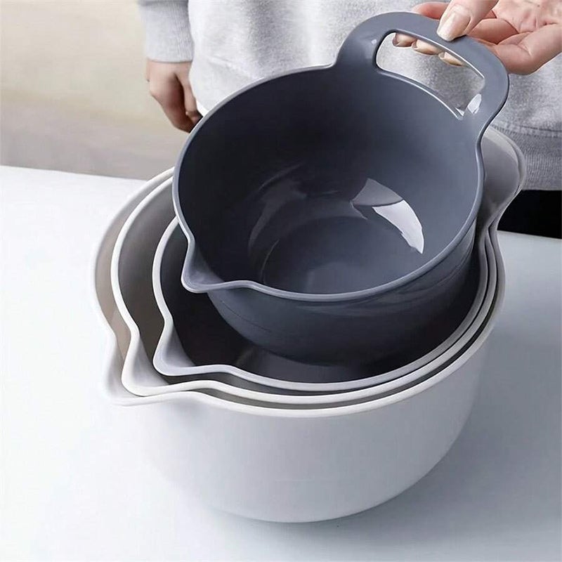 Nesting Mixing Bowl Set Plastic Stackable Graduated with Pour Spouts