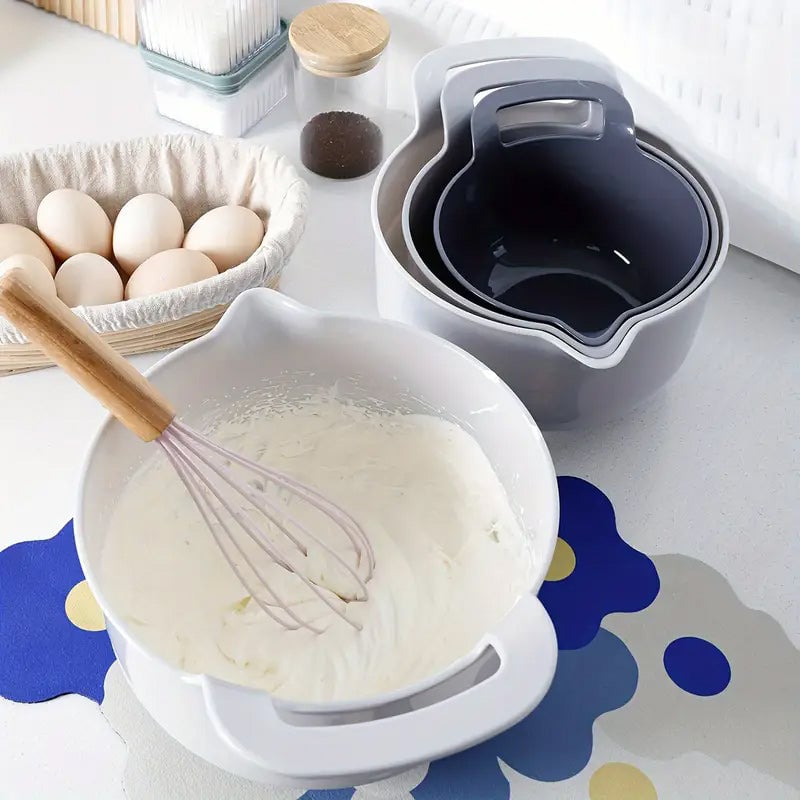 Nesting Mixing Bowl Set Plastic Stackable Graduated with Pour Spouts