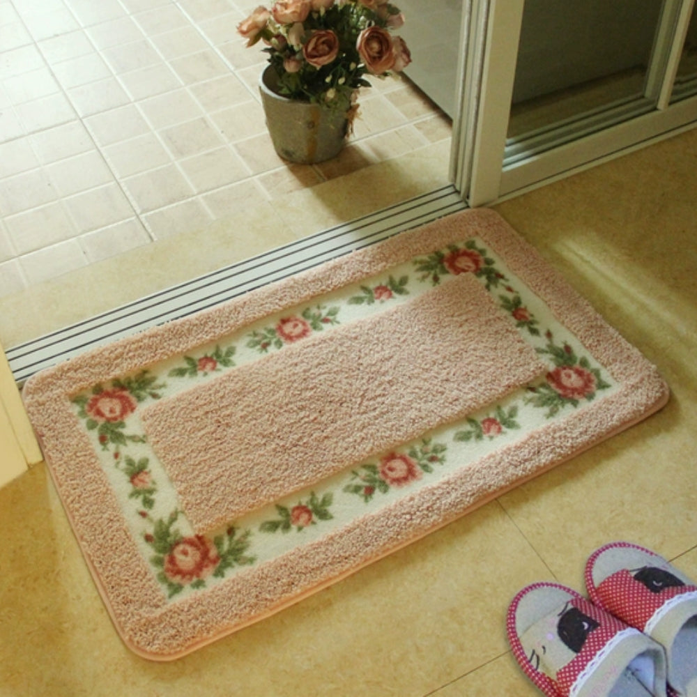 Non-Slip Bath Mat - Quick-Dry Microfiber Floral Design