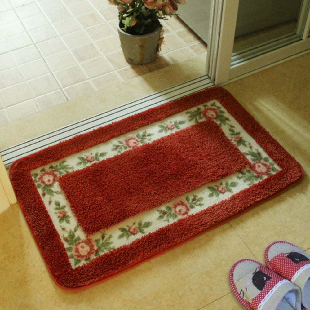 Non-Slip Bath Mat - Quick-Dry Microfiber Floral Design