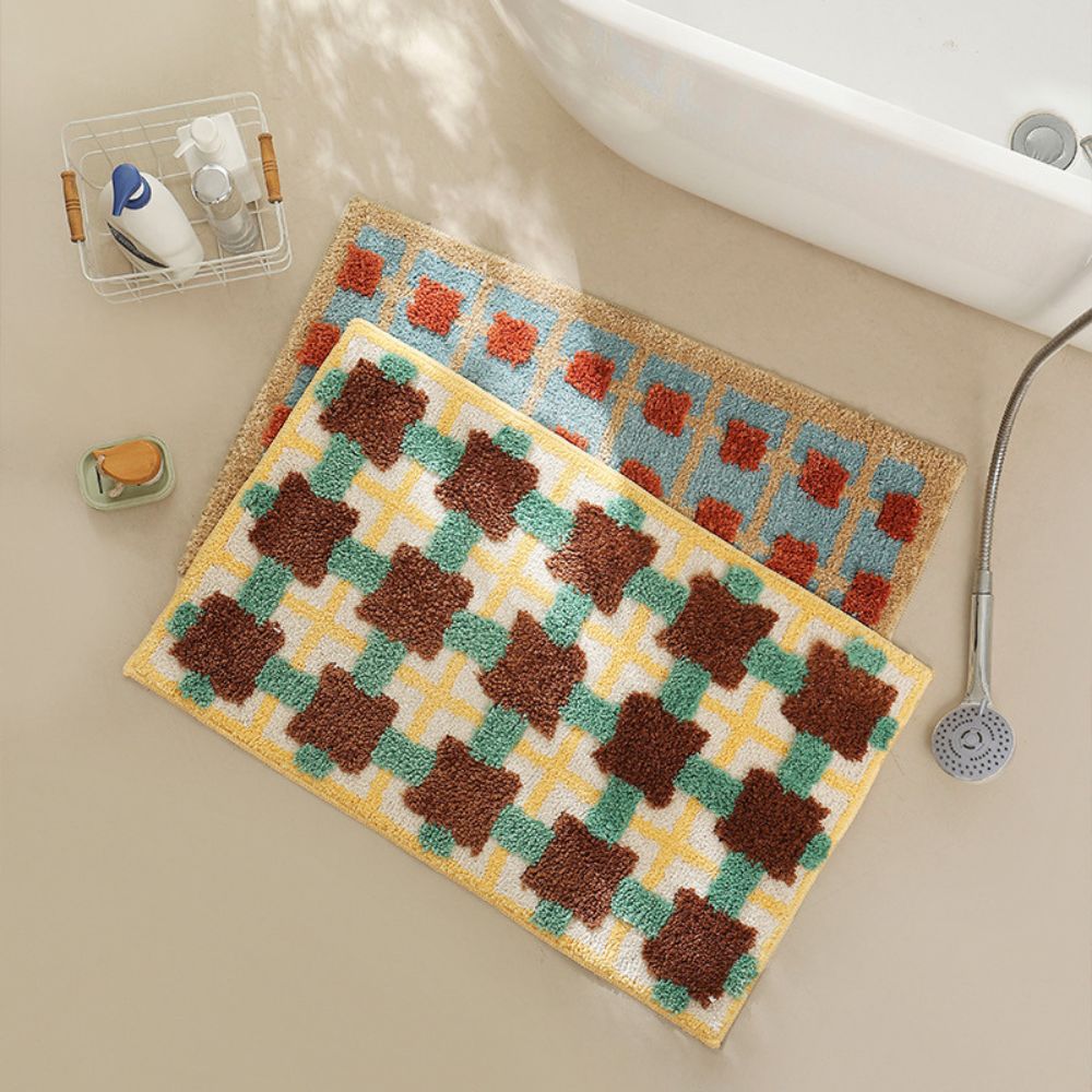 Non-Slip Bath Mat - Soft Fabric with Moroccan Pattern