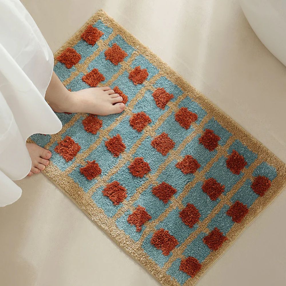 Non-Slip Bath Mat - Soft Fabric with Moroccan Pattern