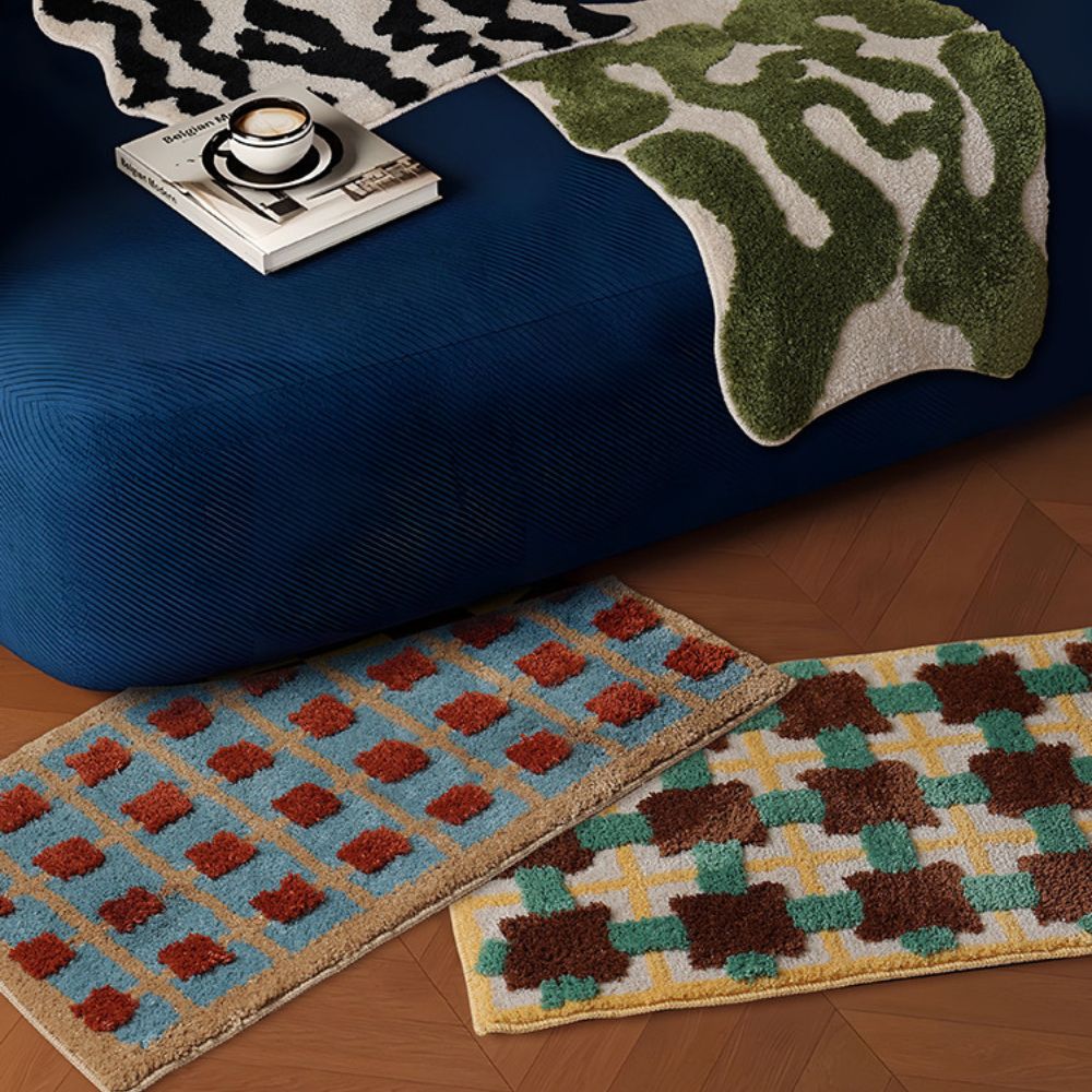 Non-Slip Bath Mat - Soft Fabric with Moroccan Pattern