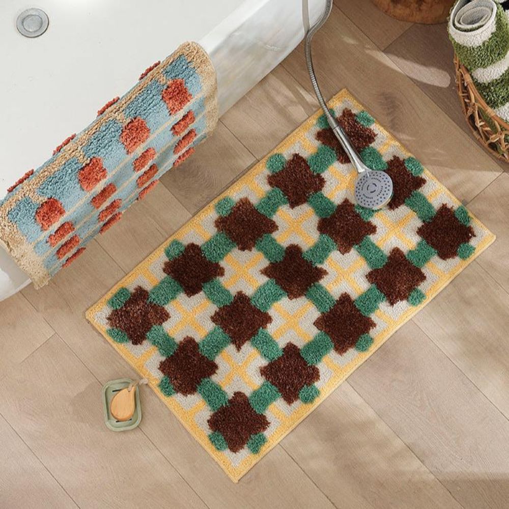 Non-Slip Bath Mat - Soft Fabric with Moroccan Pattern