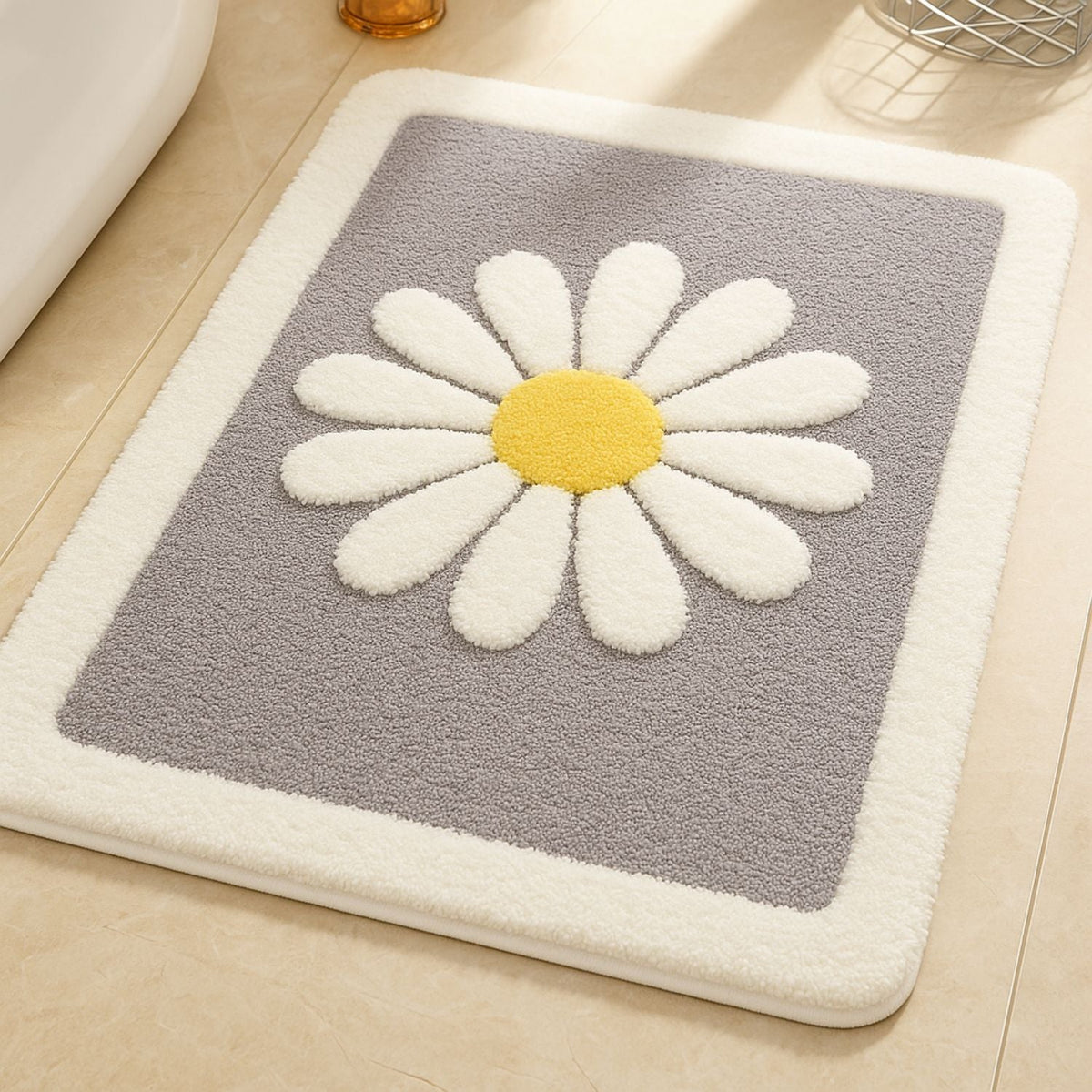 Non-Slip Bath Mat - Soft Microfiber Floral Design