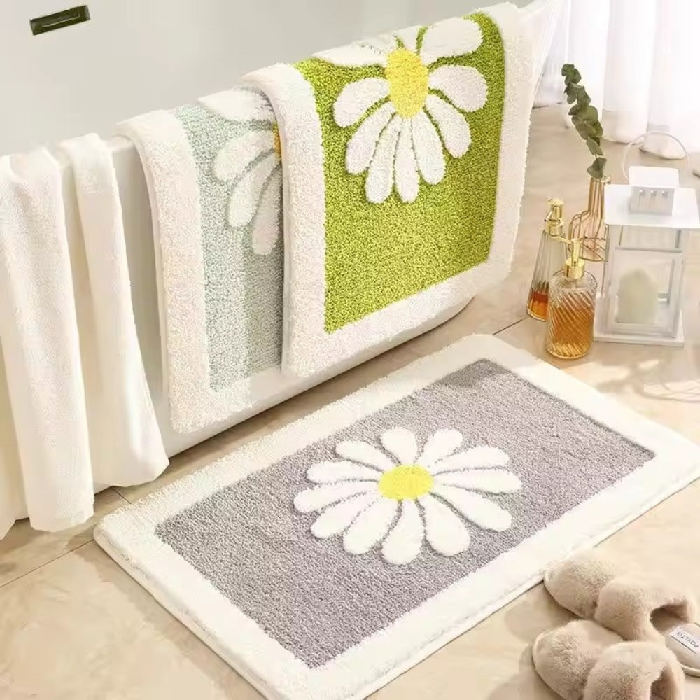 Non-Slip Bath Mat - Soft Microfiber Floral Design
