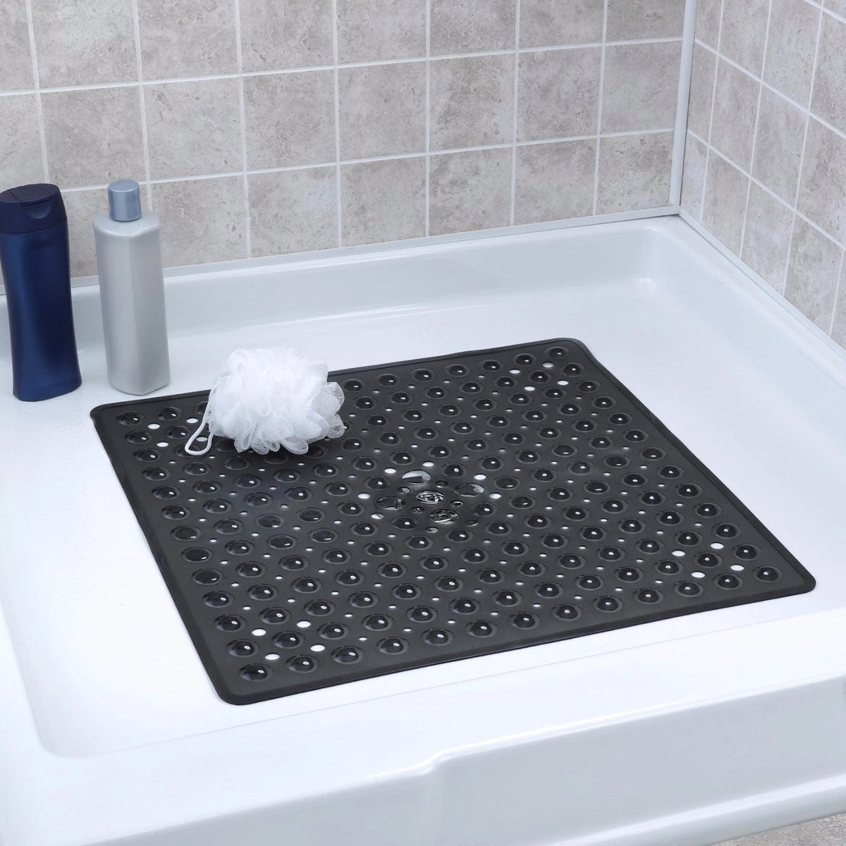Non-Slip Bath Mat - Square PVC Design With Suction Cups