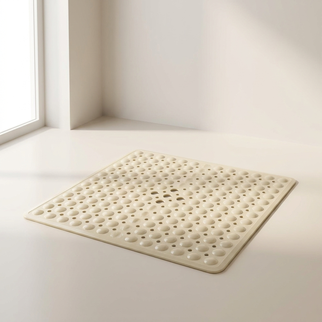 Non Slip Bath Mat Square | Suction Base, Drain Holes