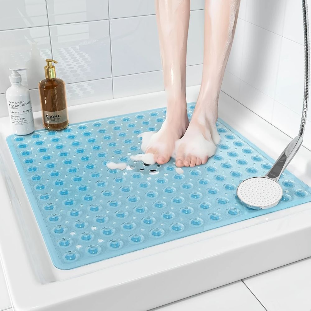 Non Slip Bath Mat Square | Suction Base, Drain Holes