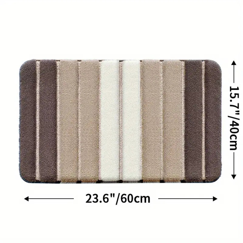Non-Slip Bath Mat - Striped Absorbent Microfiber Design