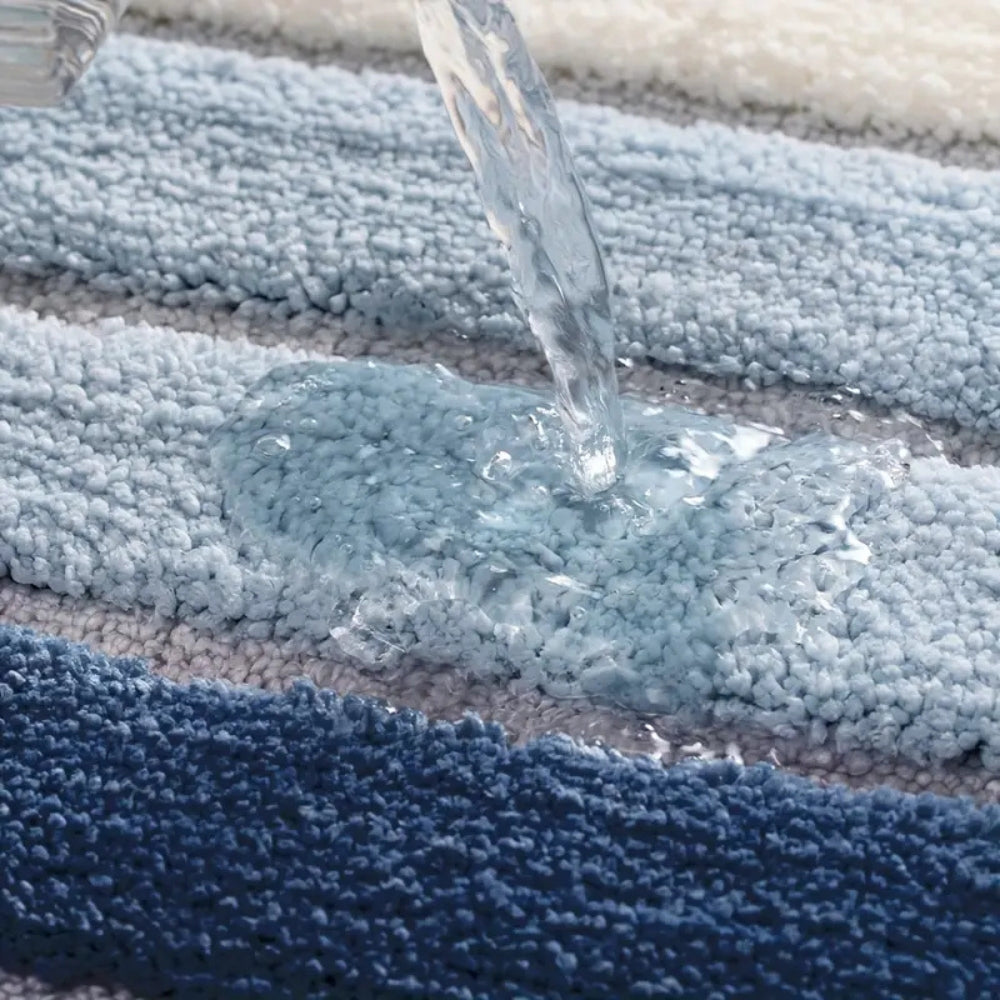 Non-Slip Bath Mat - Striped Absorbent Microfiber Design