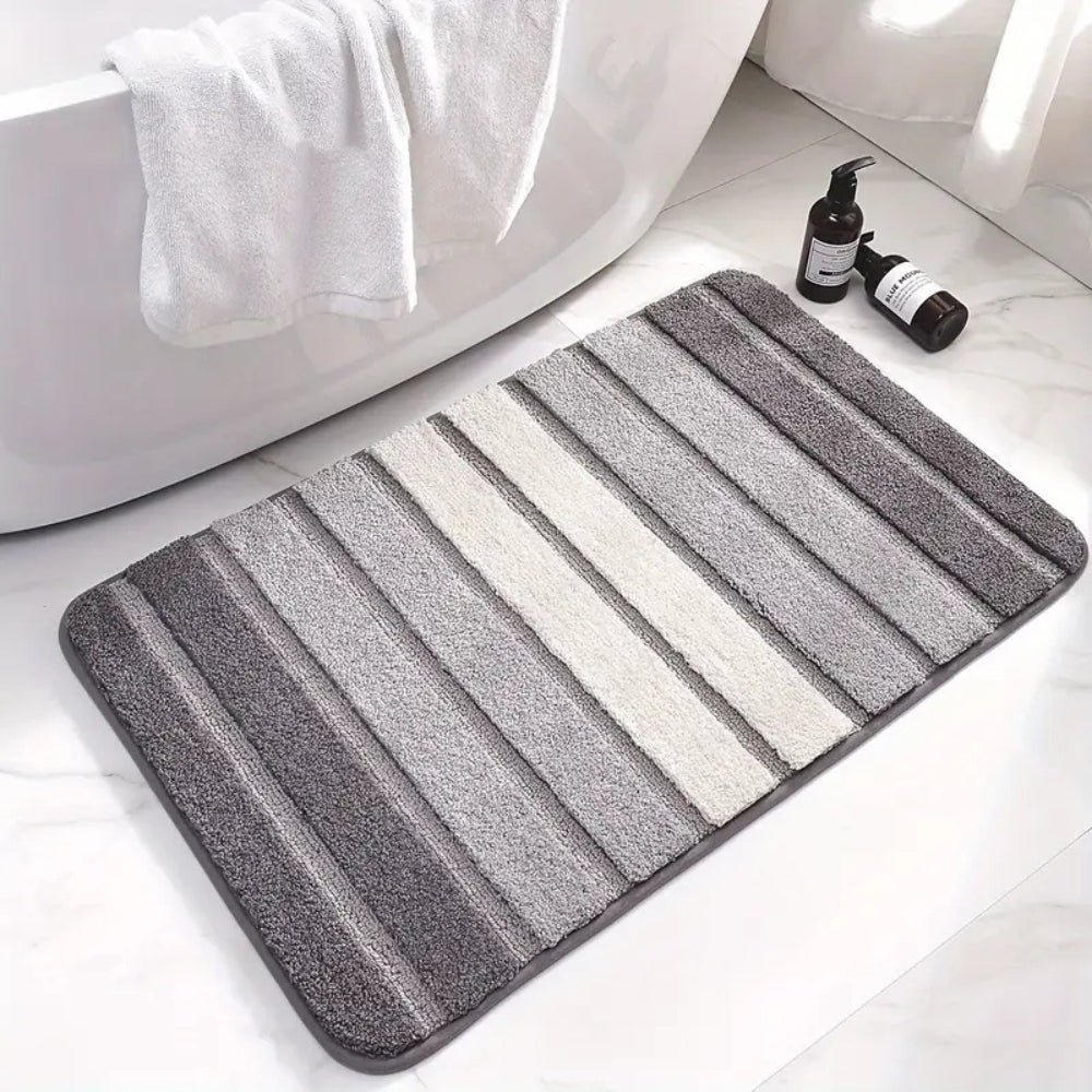 Non-Slip Bath Mat - Striped Absorbent Microfiber Design
