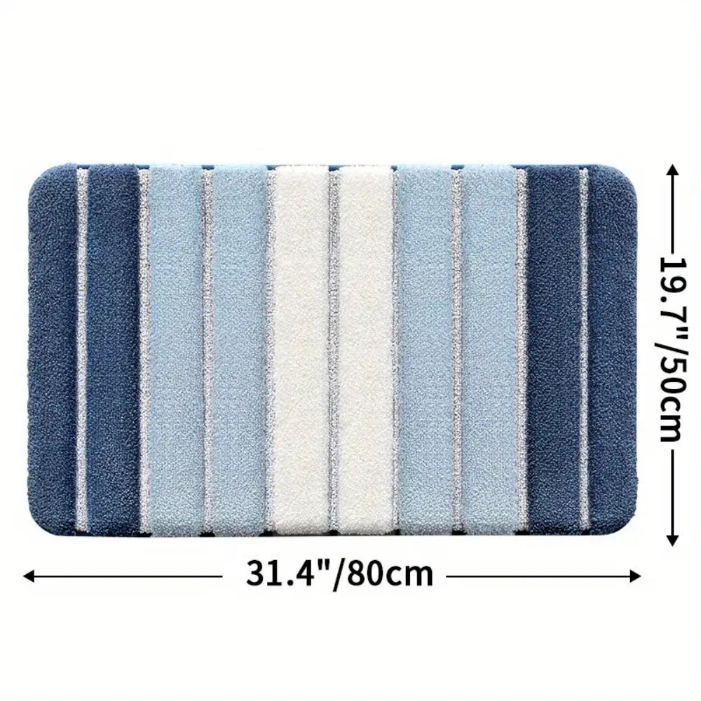 Non-Slip Bath Mat - Striped Absorbent Microfiber Design