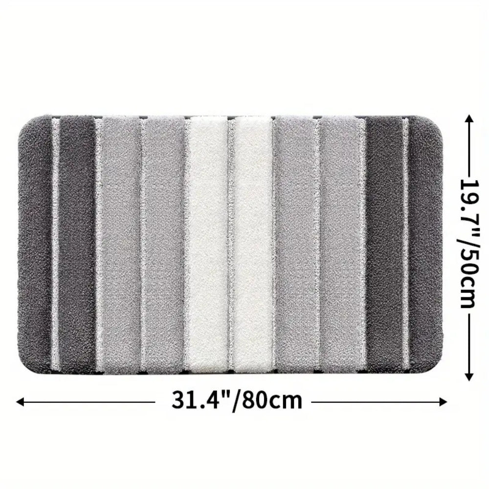 Non-Slip Bath Mat - Striped Absorbent Microfiber Design