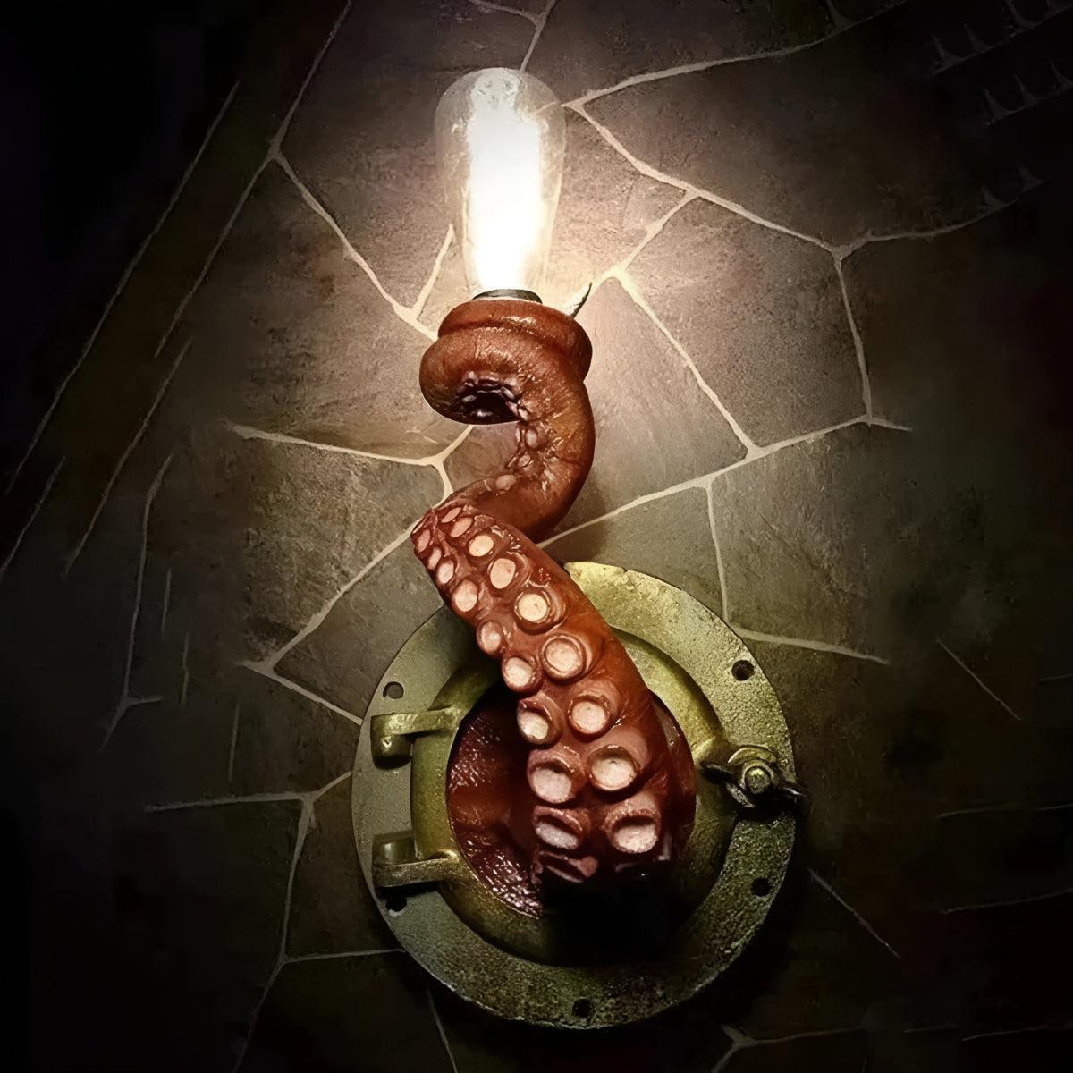 Octopus Tentacle Wall Light, Resin | Red, Blue or Green | Hardwired, Textured Suction Cup Detail