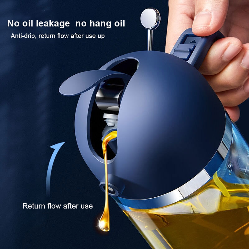 Oil Spray Dispenser Bottle Borosilicate Glass with One-Hand Trigger
