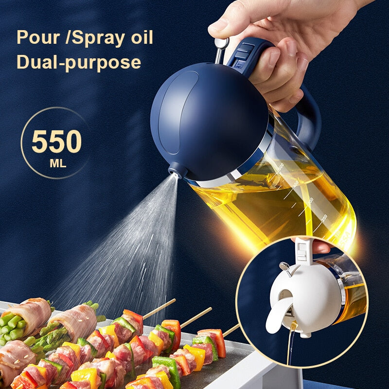 Oil Spray Dispenser Bottle Borosilicate Glass with One-Hand Trigger
