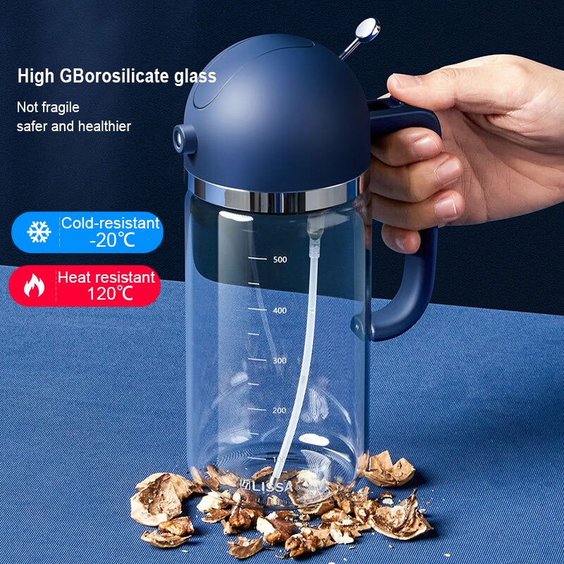 Oil Spray Dispenser Bottle Borosilicate Glass with One-Hand Trigger