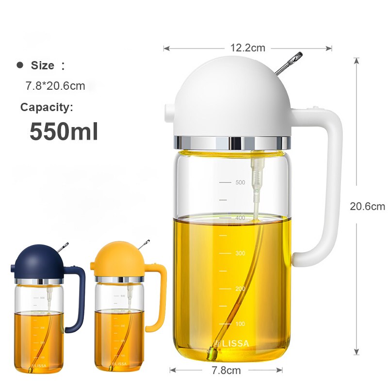 Oil Spray Dispenser Bottle Borosilicate Glass with One-Hand Trigger