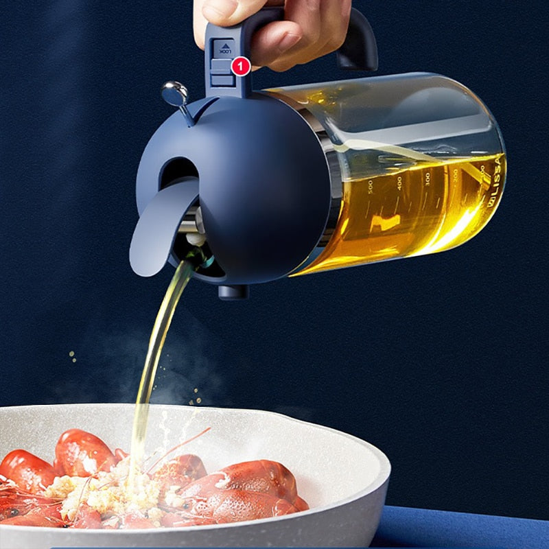 Oil Spray Dispenser Bottle Borosilicate Glass with One-Hand Trigger