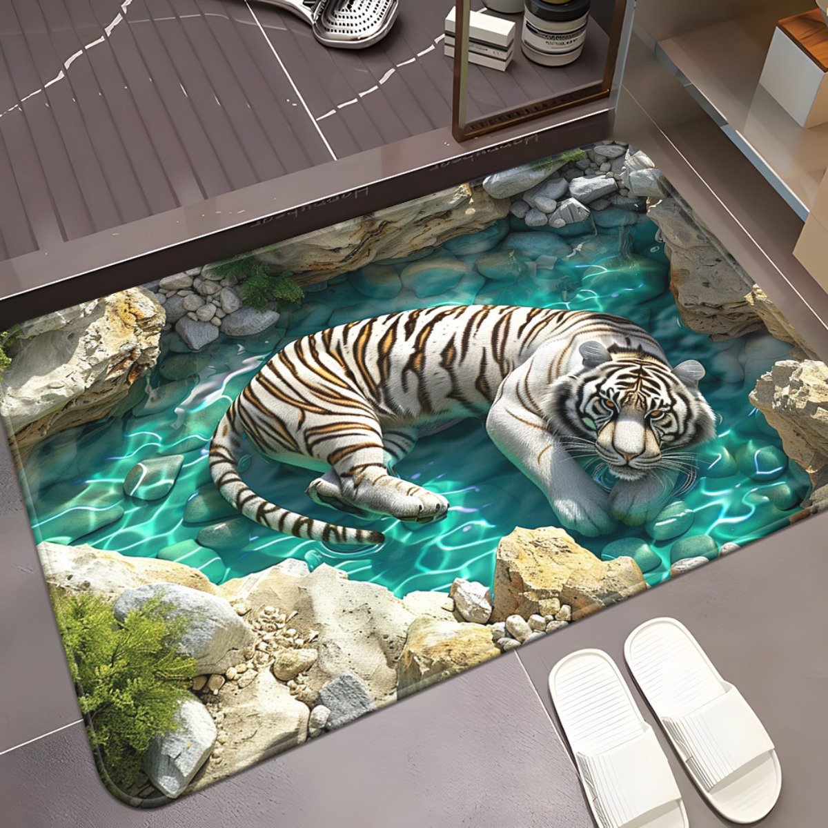 Optical Illusion Door Mat Diatomaceous Earth with Non-Slip Backing