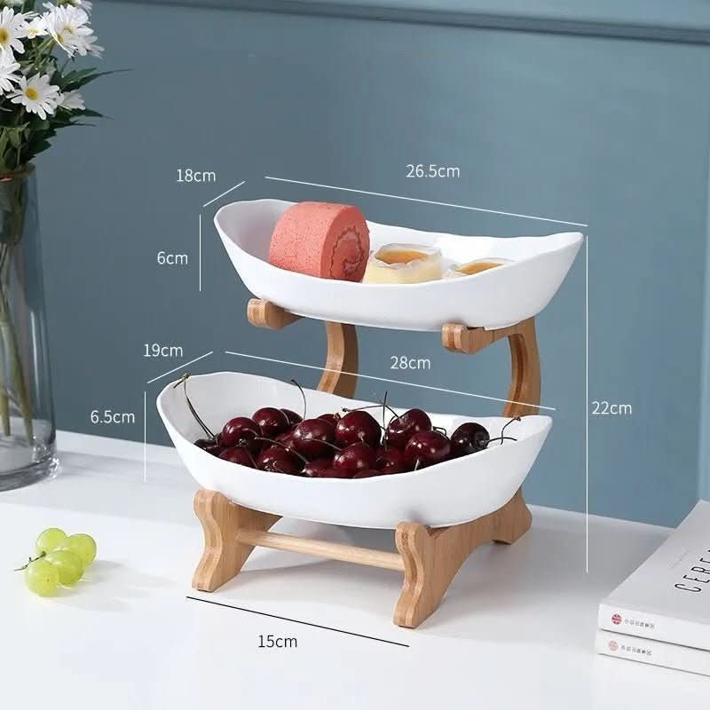 Tiered Bowl Stand Powder-Coated Metal Oval with Rust-Resistant Finish 5