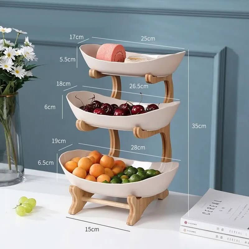 Tiered Bowl Stand Powder-Coated Metal Oval with Rust-Resistant Finish 3