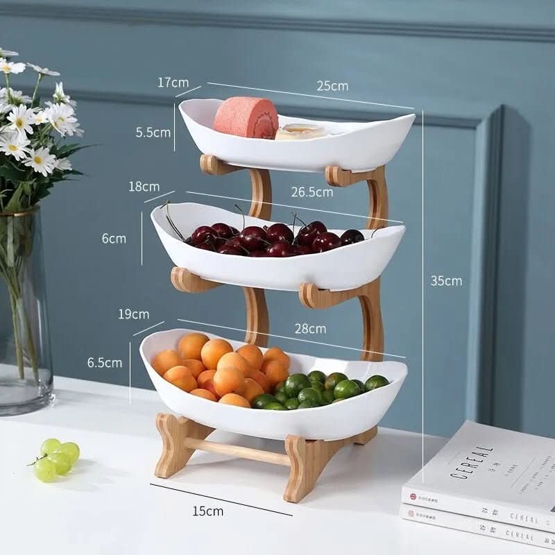Tiered Bowl Stand Powder-Coated Metal Oval with Rust-Resistant Finish 2