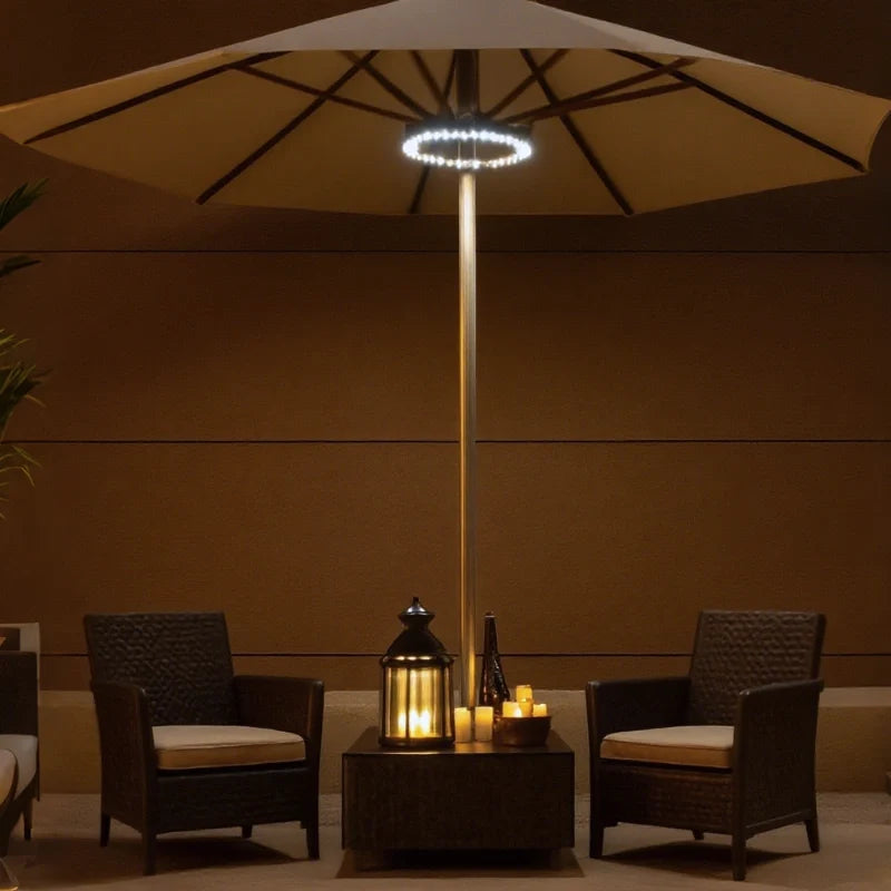 Patio Umbrella Pole Light ABS | 3 Adjustable Modes | Cordless, Universal Fit, Black or Silver Finish