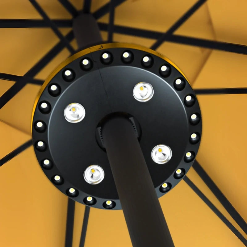 Patio Umbrella Pole Light ABS | 3 Adjustable Modes | Cordless, Universal Fit, Black or Silver Finish