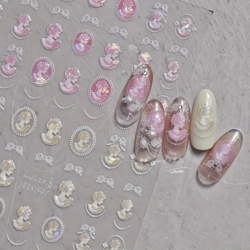 Pearl Nail Stickers for Women | Iridescent Shell Lace Design | Easy Peel-and-Apply Nail Art Decals for Beginners, 1 Sheet
