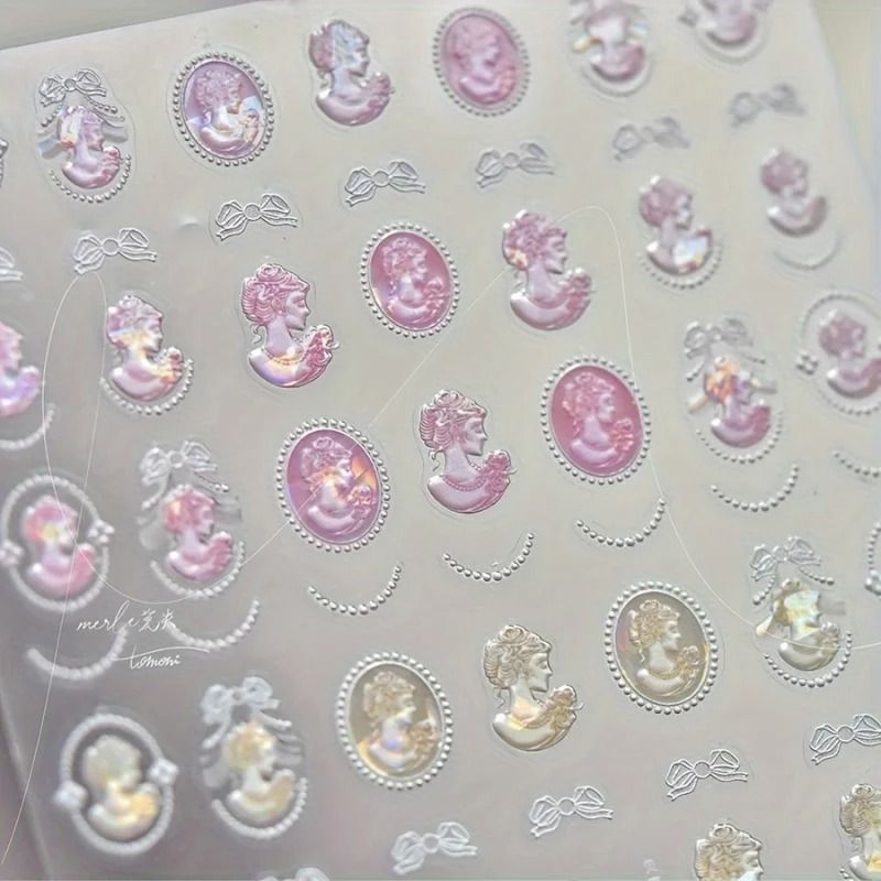 Pearl Nail Stickers for Women | Iridescent Shell Lace Design | Easy Peel-and-Apply Nail Art Decals for Beginners, 1 Sheet