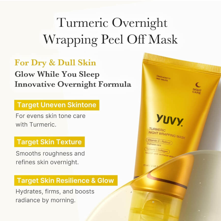 Peel-Off Face Mask for Dark Spots | Kojic Acid, Turmeric & Marine Collagen | Brightens & Evens Skin Tone Naturally