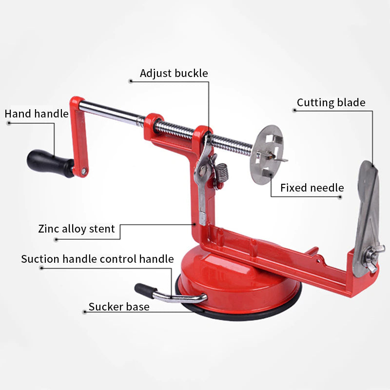 Peeling Machine Hand-Crank Stainless Steel 3-in-1 with Suction Base