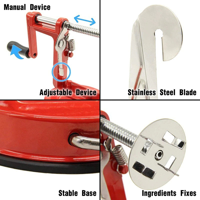 Peeling Machine Hand-Crank Stainless Steel 3-in-1 with Suction Base