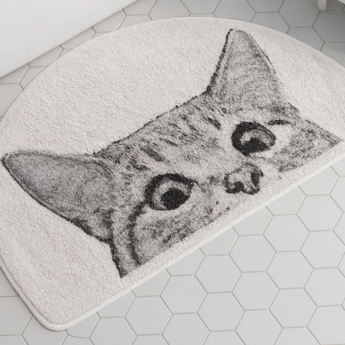 Peeping Kitty - Non-Slip Bath Mat - Soft Polyester Cat Design
