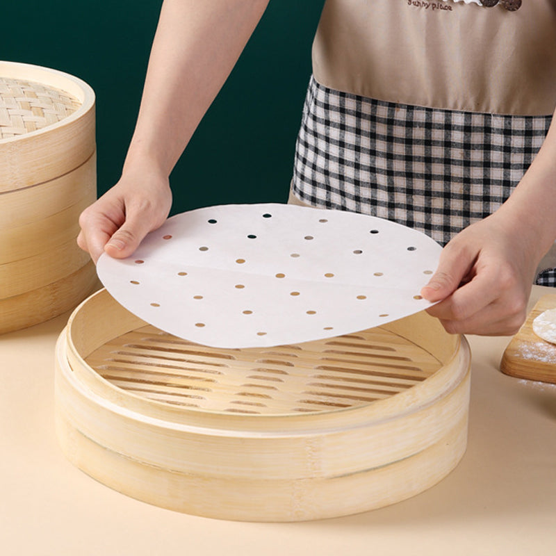 Perforated Anti-Stick Steamer Paper 100/400pcs | Waterproof & Heat Resistant | Reusable Non-Stick Liner for Cooking
