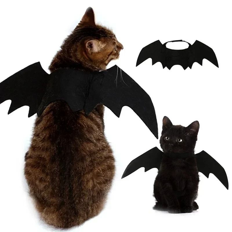 Pet Bat Wings Costume for Halloween | Adjustable Neck and Chest Straps for Cats and Small Dogs | Soft Lightweight Fabric