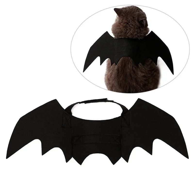 Pet Bat Wings Costume for Halloween | Adjustable Neck and Chest Straps for Cats and Small Dogs | Soft Lightweight Fabric