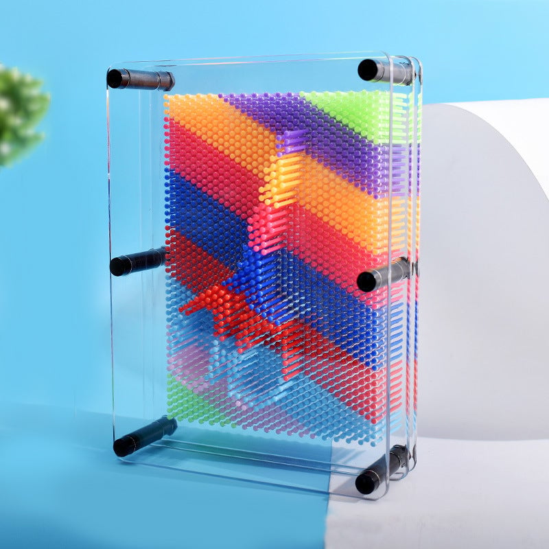 Pin Art Toy Plastic Sculpture Board Reusable Grid with Hand Face Imprint