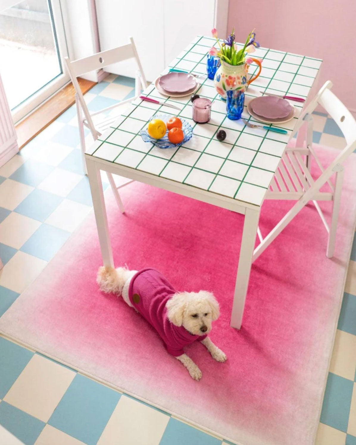 Pink Gradient Rug | Soft Flat Weave | Machine Washable at 30°C, Easy Care